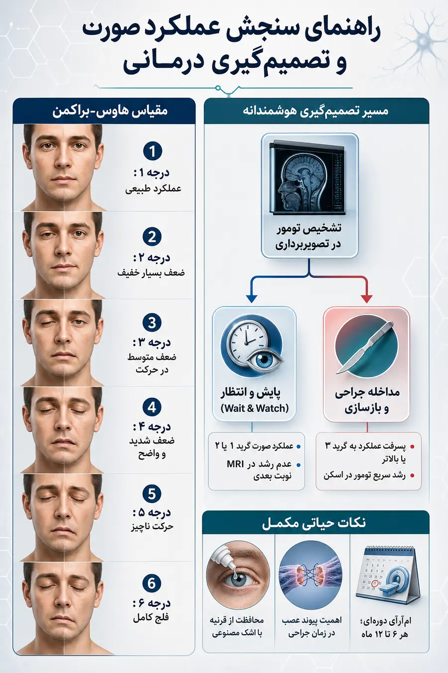 اینفوگرافیک تومور عصب فاسیال چیست؟ تشخیص و جراحی شوانوم عصب صورت